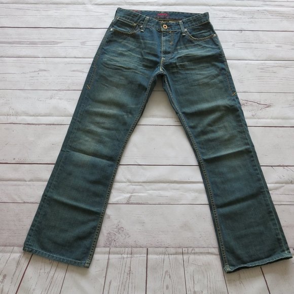 Levi's Red 100% Cotton Semi Distressed Low Boot Cut Denim Jeans - Size 30 - Picture 1 of 7